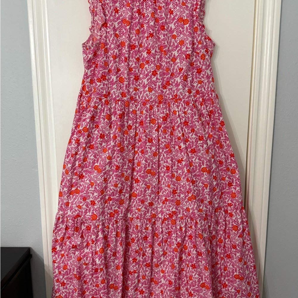 J. Crew Women's Pink and Red Floral Midi Dress